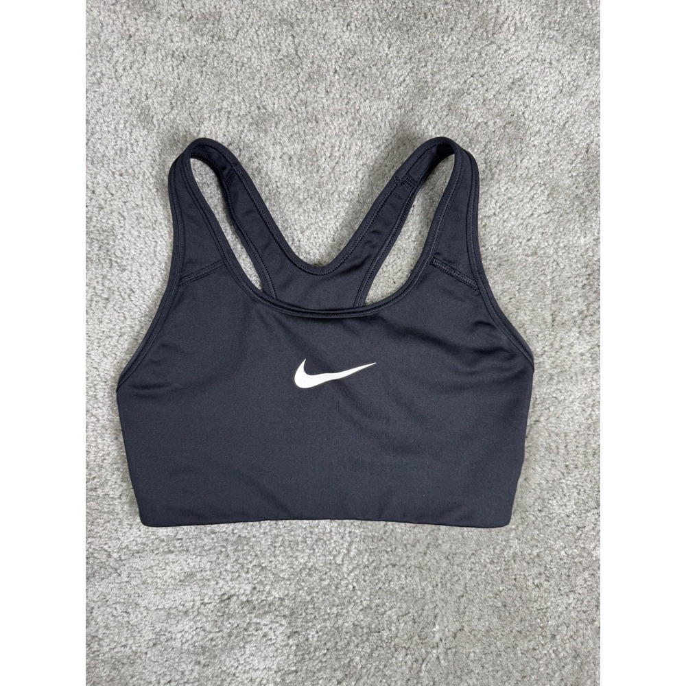 Nike Dri-FIT Pro Swoosh Sports Bra Black Racerback Medium Impact 842398-010 XS